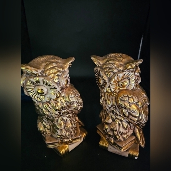 Vintage porcelain gilt owl figurines - Picture 2 of 10